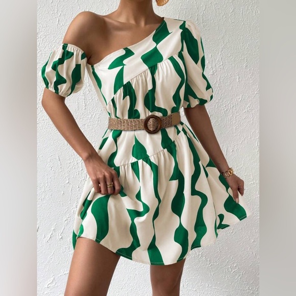 NEW✨- Boho Color Block One Shoulder Dress - Picture 5 of 6